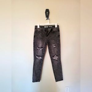 Gray Ripped Mid Rise Skinny Jeans Size 3/26